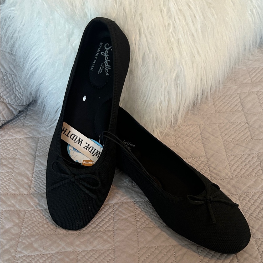 Seychelles Black Knit Bow Ballet Flats